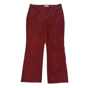 LL Bean Corduroy Favorite Fit Straight Leg Zip Red Brick Pants 5 Pockets Sz 12‎